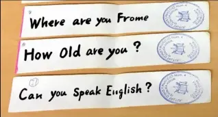  ??  ?? Coached: Migrants were taught English phrases to help pass controls