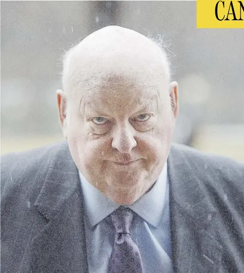  ?? SEAN KILPATRICK / THE CANADIAN PRESS ?? Senator Mike Duffy arrives at Ottawa’s courthouse for his trial April 20, 2015. He was acquitted of all counts in 2016.