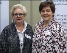  ?? Photos by Domnick Walsh ?? Coláiste na Ríochta students Isabel Enright and Sophie O’Connor with Pat O’Sullivan at the Community Wellbeing Vision event held in the Listowel Family Resource Centre on Wednesday last.