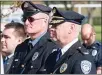  ?? PHOTO FROM NEW HANOVER TOWNSHIP WEBSITE ?? New Hanover Police Sgt. William Mover, center, and Chief Kevin McKeon, right.