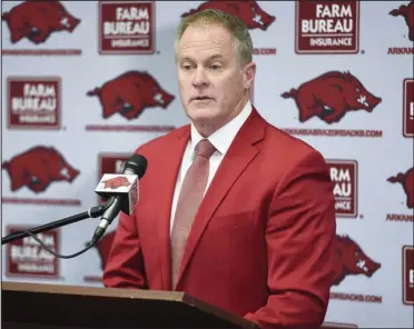  ?? (NWA Democrat-Gazette/Charlie Kaijo) ?? Arkansas Athletic Director Hunter Yurachek told reporters on a video chat Thursday that less than 10 athletes among more than 300 on campus in the school’s 19 sports have tested positive for the coronaviru­s.