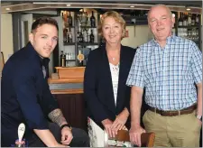  ??  ?? Darran O’Sullivan with his parents Mary and Connie at Rosspoint Bar & Restaurant, Rossbeigh, Glenbeigh.