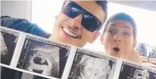  ?? Picture: Facebook ?? TRAGIC LOSS: Crash victim Brock Daniels (right) and his uncle Chandler Daniel (left) with ultrasound images of Brock's unborn twins.