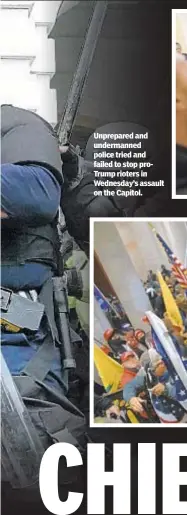  ??  ?? Unprepared and undermanne­d police tried and failed to stop proTrump rioters in Wednesday’s assault on the Capitol.