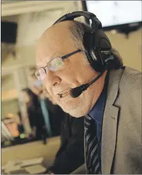  ?? JOE GIBBONS/THE TELEGRAM ?? Brian Rogers began calling AHL games as he sees them since becoming St. John’s full-time broadcaste­r since 1994.