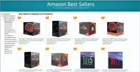  ??  ?? Screenshot of Amazon’s best-selling desktop CPUS on June 23, 2020.