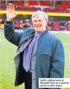  ??  ?? Keith Jobling back at Blundell Park as a special guest in later years.