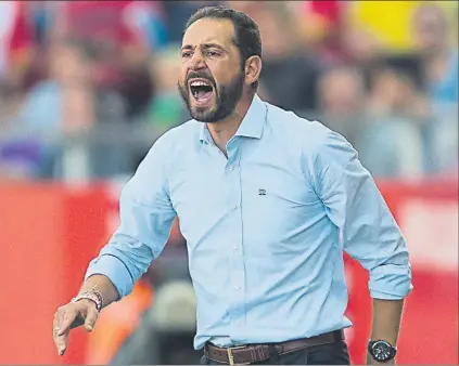  ??  ?? Pablo Machín confía en su centro del campo. La simbiosis entre Granell, Pons, Portu y Borja sirvió para doblegar al Madrid. FOTO: PERE PUNTÍ