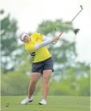  ??  ?? Ariya Jutanugarn hits on the 18th hole.