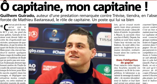  ?? (Photo Valérie Le Parc) ?? Guilhem Guirado se veut confiant, tout en étant conscient de la difficulté de la tâche qui l’attend.