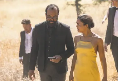  ?? John P. Johnson / HBO ?? Jeffrey Wright and Tessa Thompson in “Westworld,” set in an amusement park of the creepy future.