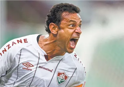  ?? LUCAS MERÇON/FLUMINENSE ?? Fred comemora o primeiro gol do Fluminense contra o Fortaleza. Apesar da vitória de 2 a 0, Tricolor das Laranjeira­s ficou em 5º lugar