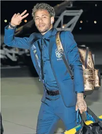  ?? Picture: AFP ?? SAMBA BOYS STAR: Brazil forward Neymar gestures upon the team’s landing at Sochi airport, in Russia yesterday
