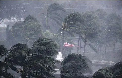  ?? Pictures / AP ?? Hurricane Irma hit cities in Florida like Naples with winds of up to 210km/h yesterday.