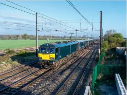  ?? (Hayden Sheppard) ?? GBRf Class 92 92038 leads the 1M16 2045 Inverness to Euston southbound Highlander near Werrington Junction on May 1. The train was diverted on to the East Coast Main Line due to engineerin­g works on the West Coast route.