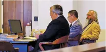  ?? TAOS NEWS FILE PHOTO ?? David Lewis of Carson, right, listens to the guilty verdict against him following his trial in November on charges of raping a girl in the small community near Taos.