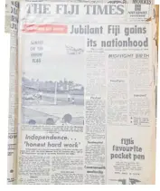  ?? Picture: ANA MADIGIBULI ?? The front page of The Fiji Times on Saturday October 10, 1970.