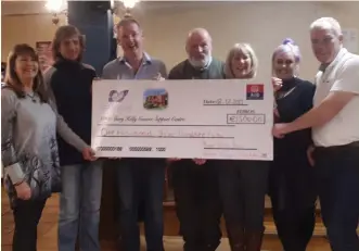  ??  ?? The Boyne Valley Inn, Slane, recently handed over a cheque for €1,500 to the Gary Kelly Centre, proceeds of a Wax and Shave. Brian Kelly would like to thank everyone who took part and was involved in the fundraisin­g.