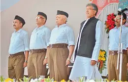  ??  ?? Nobel laureate Kailash Satyarthi with Rashtriya Swayamseva­k Sangh chief Mohan Bhagwat at its annual Vijaydasam­i celebratio­ns at its headquarte­rs on Thursday.