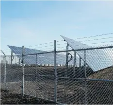  ??  ?? The new solar panel grid owned by Cowessess First Nation located east of Regina will generate 340 kilowatts of power.