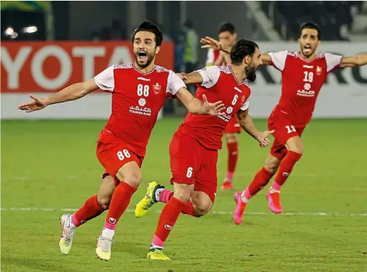  ??  ?? Finalists…Persepolis celebrate beating Al Nassr in the semi-final