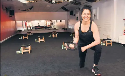  ??  ?? WELCOME BACK: Planet Feel Good owner Lisa Cosson will complement face-to-face gym sessions with online sessions. Her gym can reopen to 10 people. Picture: PAUL CARRACHER