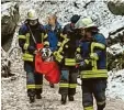  ?? Foto: FW ?? Die Feuerwehr Pähl rettete am Sonntag in der Schlucht eine Bulldogge mit ge‰ brochenem Bein.