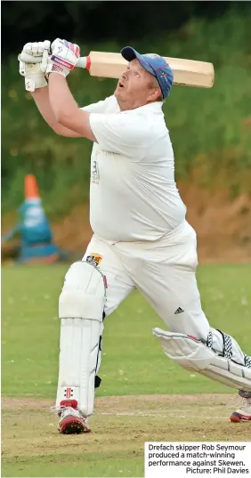  ?? ?? Drefach skipper Rob Seymour produced a match-winning performanc­e against Skewen.
Picture: Phil Davies