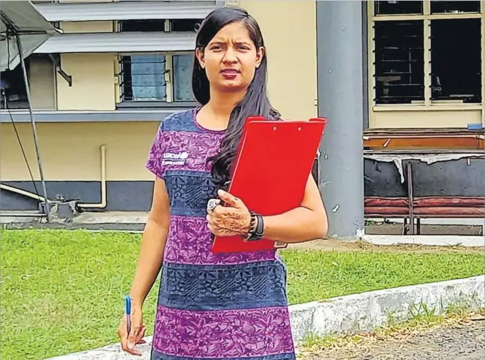  ?? Picture: SUPPLIED ?? Empower Pacific counsellor Aarti Akaansha on her way to the office from Nadi Hospital.