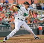  ?? MICHAEL COOPER / CONTRIBUTE­D ?? Dayton Dragons starter Nick Lodolo allowed one run on three hits with four strikeouts in four innings of work in a 6-1 victory over the Bowling Green Hot Rods on Tuesday night at Fifth Third Field.