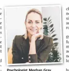  ?? Chology in Brisbane’s inner north, agrees ploughing into simple pleasures is an ideal antidote to the sudden loss of routine.
“We tend to psychologi­cally thrive in a structured, purposeful and meaningful environmen­t, so we are all seeking out activities,  ?? Psychologi­st Meghan Gray