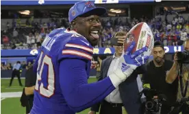  ?? ?? Von Miller celebrates after the Bills’ victory over the Rams earlier this season. Photograph: