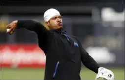  ?? KATHY WILLENS ?? Toronto Blue Jays starting pitcher Marcus Stroman throws as he takes ground balls before a baseball game against the New York Yankees, Monday, June 24, 2019, in New York. Stroman realizes he may soon be traded, and he would not mind closing out the year in pinstripes.