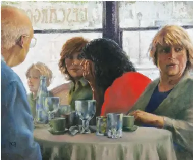  ?? PHOTOS FROM RIVER GALLERY ?? James Courtenay James’ “L’Escargots” finds people talking after a meal at a cafe of the same name in Paris.