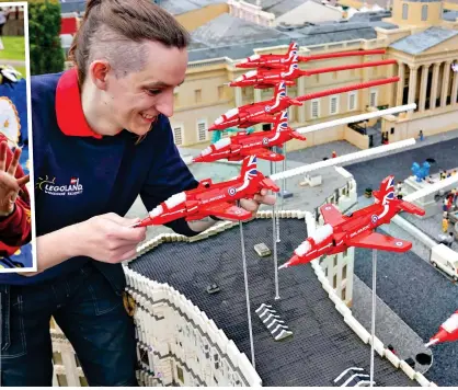  ?? ?? Flying the flag: Legoland has staged a miniature pageant, including an intricate model of the Red Arrows over Trafalgar Square