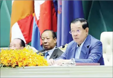  ?? SPM ?? Prime Minister Hun Sen addresses Team Cambodia athletes on May 1.