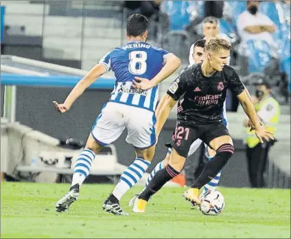  ?? FOTO: UNCITI ?? Odegaard dio un falso positivo en coronaviru­s, pero sigue sin poder entrenar hasta que no dé dos negativos en PCR