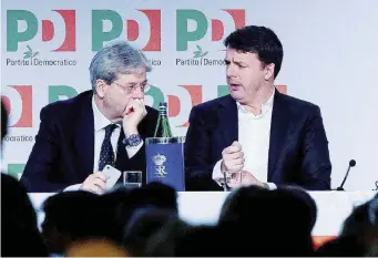  ?? Ansa ?? Ex amici Matteo Renzi e Paolo Gentiloni