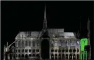  ?? ANDREW TALLON — VASSAR COLLEGE VIA AP ?? This image provided by Vassar College on Thursday shows a 3D map of Notre Dame cathedral. Images by the late associate art professor Andrew Tallon, who used lasers to scan Notre Dame to offer a detailed survey of the cathedral. Tallon did the work to try to get into the minds of the buildings, to figure out what made the structure stand up.