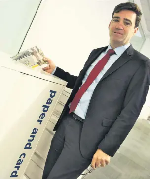  ??  ?? ●●Mayor of Greater Manchester Andy Burnham is backing National Recycle Week