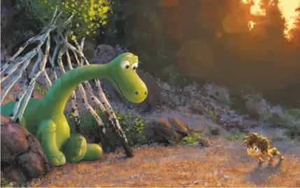  ?? Pixar ?? In “The Good Dinosaur,” Arlo, separated from his apatosauru­s family, makes an epic journey to get back home and finds an unlikely companion along the way — a human boy.