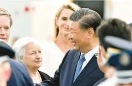  ?? FREDERIC J. BROWN/GETTY-AFP ?? Treasury Secretary Janet Yellen, left, looks to greet Chinese leader Xi Jinping on Nov. 14 in San Francisco, where he later met with President Joe Biden.