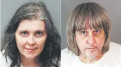  ??  ?? This combinatio­n of pictures shows booking photos of David Allen and Louise Anna Turpin. — AFP photo