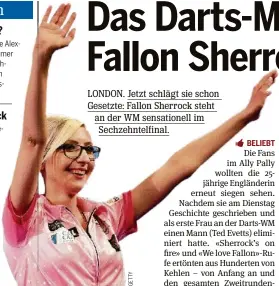  ??  ?? «Oh, mein Gott»: Fallon Sherrock.
BELIEBT