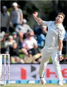  ?? PHOTO: GETTY IMAGES ?? Tim Southee bagged a five wicket bag for New Zealand against England at Hagley Oval.