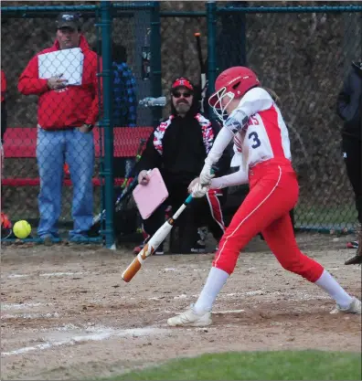  ?? File photo by Ernest A. Brown ?? Lincoln junior second baseman Grace Swanson had two hits, scored a run and drove in a run, but the Lions suffered an 8-3 defeat to East Providence Wednesday night. The Lions are now 2-10 in Division I.
