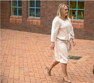  ?? PHOTO: FAIRFAX NZ ?? Rachel Macgregor arrives at the High Court in Auckland yesterday to give evidence in the Colin Craig defamation trial.