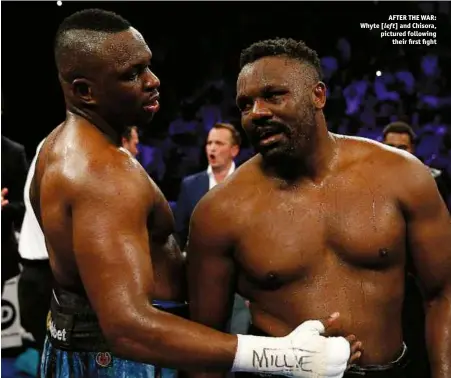  ?? Photo: ACTION IMAGES/ANDREW COULDRIDGE ?? AFTER THE WAR: Whyte [left] and Chisora, pictured following their rst ght