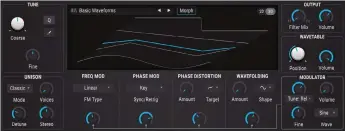  ??  ?? 06 The Wavetable engine can be switched between 2D oscillosco­pe and 3D wavetable views