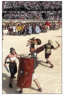  ??  ?? The Great Roman Games of 2018 told the story of Spartacus in eight episodes. Here, Spartacus’s army of freed gladiator-slaves fights with Roman troops.